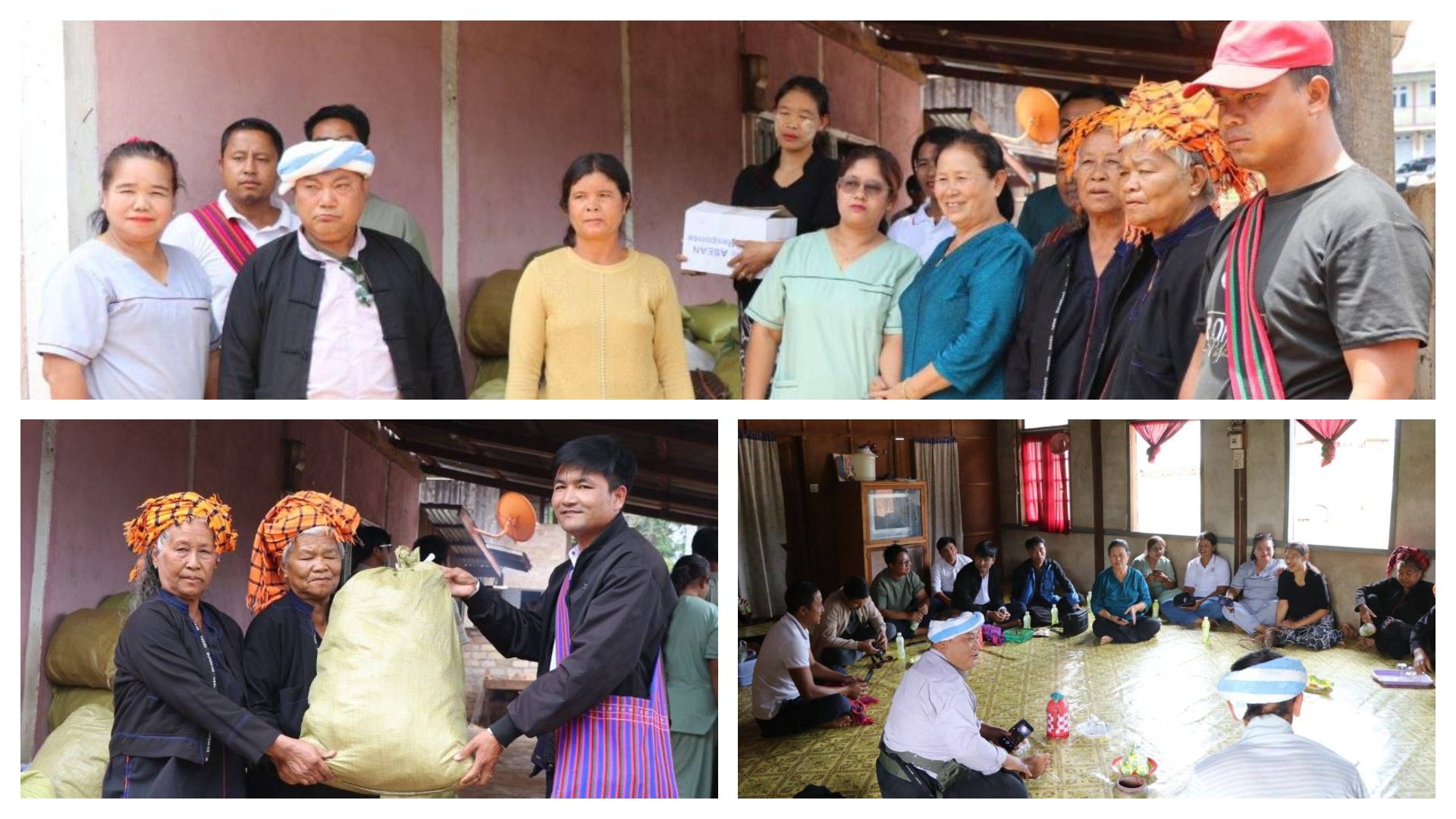 ပအိုဝ်းစာပေနှင့် ယဉ်‌ကျေးမူအဖွဲ့၊ ဗဟိုကြက်ခြေနီအဖွဲ့တို့က စုပေါင်းကာ ဗိုလ်မှူးစောမောင်နှင့် လုံခြုံရေးအဖွဲ့တို့ကဦးဆောင်ကာ တောင်မဲသင်းရှိ ပြည်သူတို့၏အခက်အခဲကို လာရောက်တွေ့ဆုံမေးမြန်း၍ လိုအပ်သည်များ လှူဒါန်း