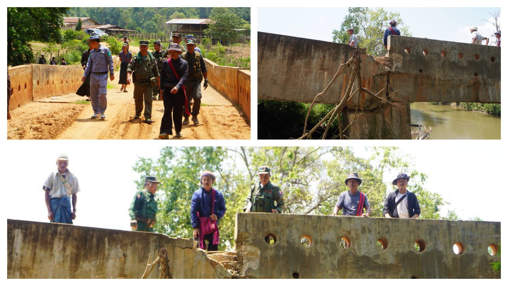 ရေကြီးမှုကြောင့် တိမ်းစောင်းသွားသည့် တံတား ပြန်လည်ပြင်ဆင်နိုင်ရေး လွိုင်လင်မြို့နယ် ပြည်နယ်လွှတ်တော် ခွန်သက်နိုင် နှင့် နတလ ခရိုင်မှုး ဦးဇောဇော်ထွန်း ကွင်းဆင်းစစ်ဆေး