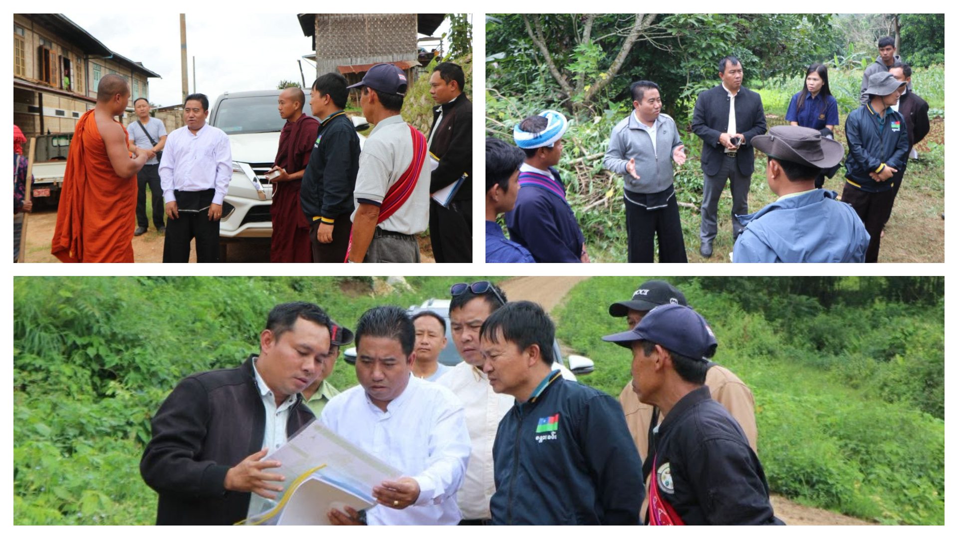 ပအိုဝ်းကိုယ်ပိုင်အုပ်ချုပ်ခွင့်ရဒေသ ဦးစီးဥက္ကဋ္ဌ ဦးခွန်ဖိုးစိန်နှင့် တာဝန်ရှိပုဂ္ဂိုလ်များ လွယ်မော်ကျေးရွာအုပ်စုရှိ ကော်ဖီစိုက်ခင်းနှင့် ကျေးလက်လမ်းအခြေအနေများ ကွင်းဆင်းလေ့လာ